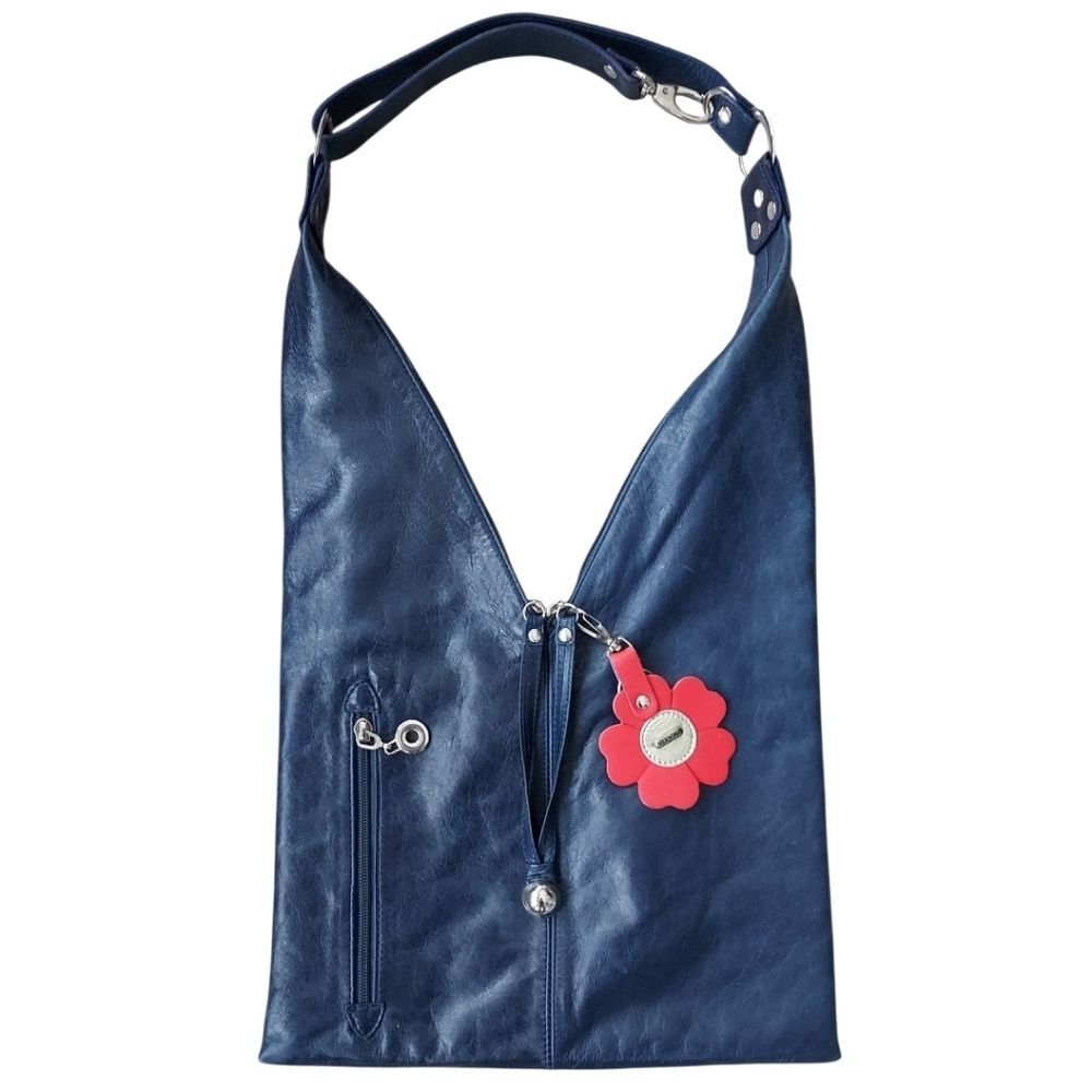 Cristina Leizzarrague Boho- Chic Leather Bag Navy Blue RARE FIND! - Picture 3 of 16
